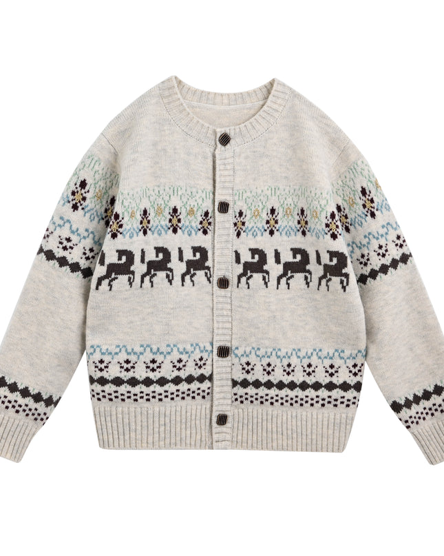 kids atelier sweet cactus Light Grey Reindeer Cardigan