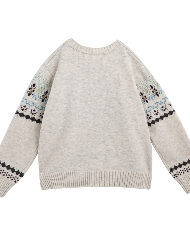 kids atelier sweet cactus Light Grey Reindeer Cardigan