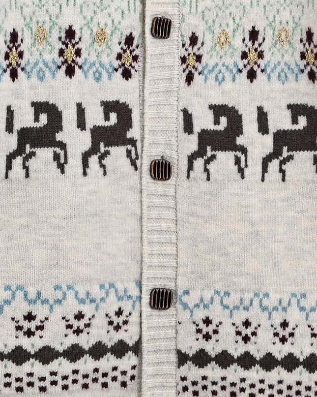 kids atelier sweet cactus Light Grey Reindeer Cardigan
