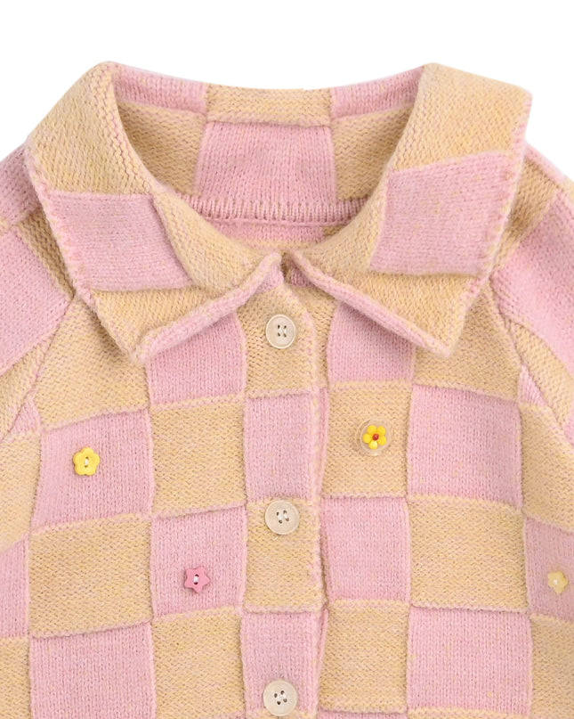 kids atelier sweet cactus Pink Checkered Jacket & Tulle Skirt Set