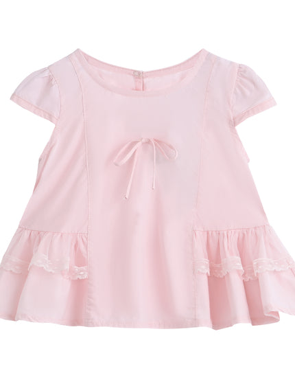 kids atelier sweet cactus Pink Lace Bow Short Set