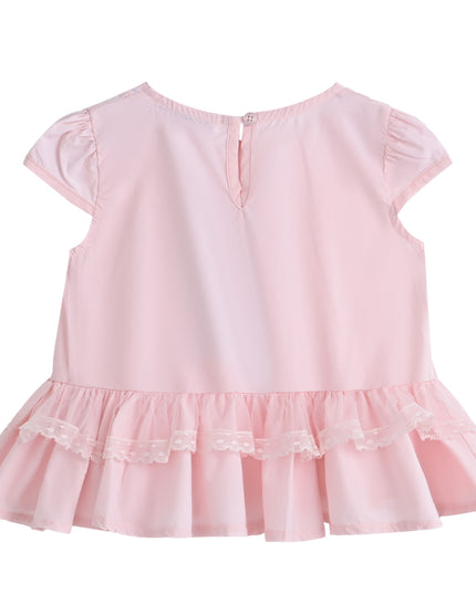 kids atelier sweet cactus Pink Lace Bow Short Set