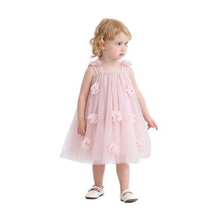 kids atelier sweet cactus Pink Flower-Embellished Tulle Dress