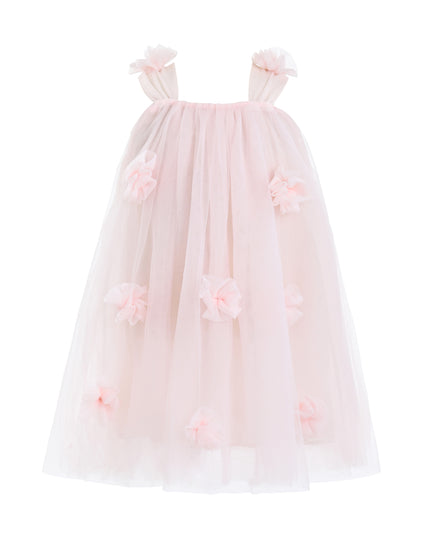 kids atelier sweet cactus Pink Flower-Embellished Tulle Dress