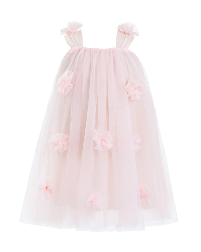 kids atelier sweet cactus Pink Flower-Embellished Tulle Dress