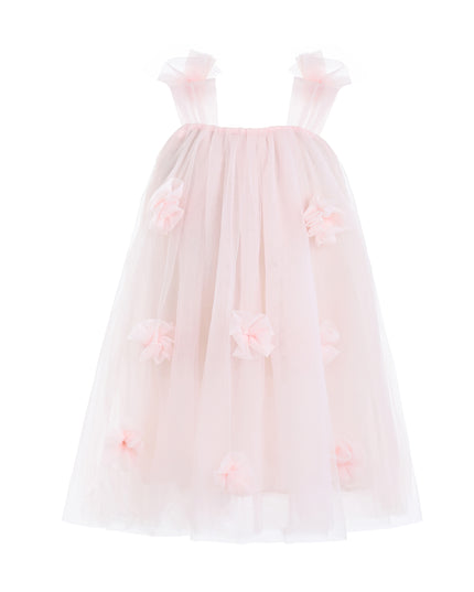 kids atelier sweet cactus Pink Flower-Embellished Tulle Dress