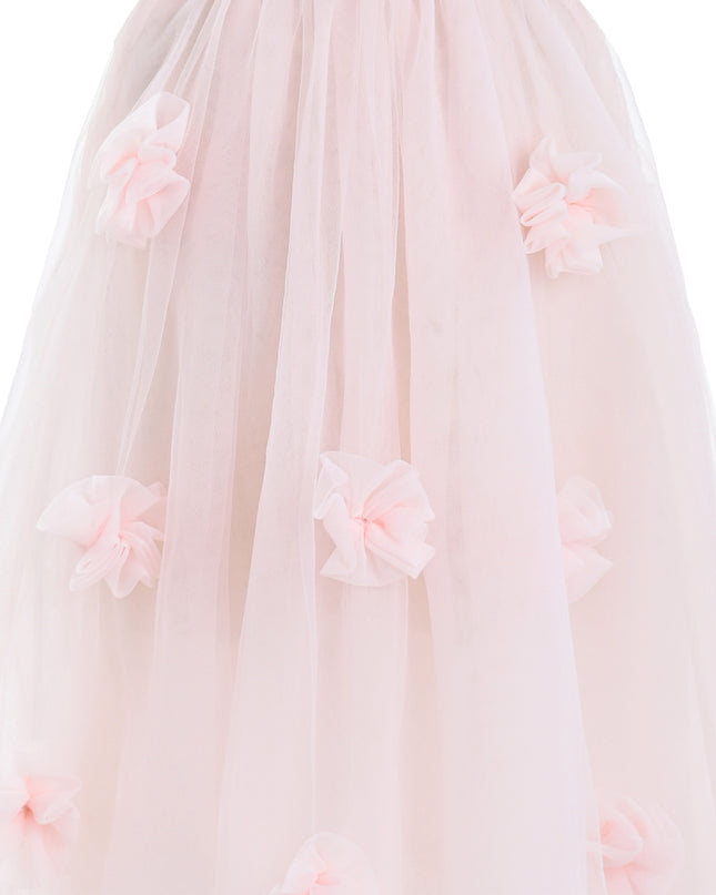 kids atelier sweet cactus Pink Flower-Embellished Tulle Dress