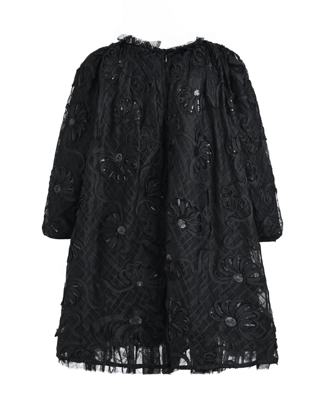 kids atelier sweet cactus Black Lace Long-Sleeve Dress