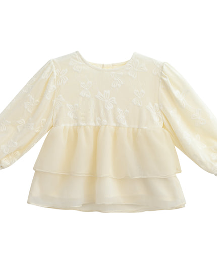 kids atelier sweet cactus Cream Embroidered Ruffle Outfit with Bow Headband