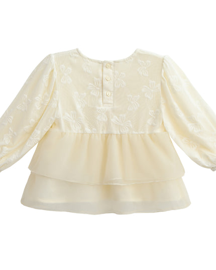 kids atelier sweet cactus Cream Embroidered Ruffle Outfit with Bow Headband