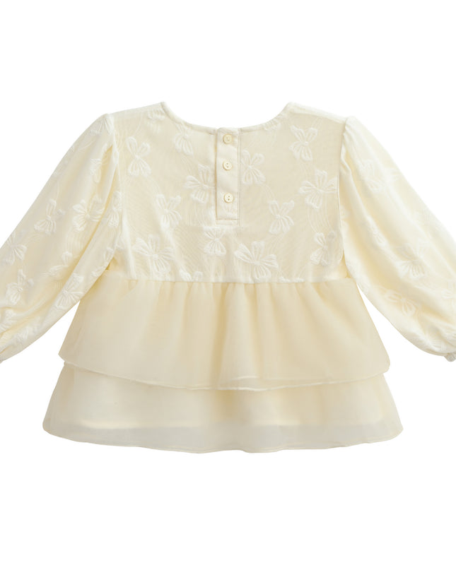 kids atelier sweet cactus Cream Embroidered Ruffle Outfit with Bow Headband