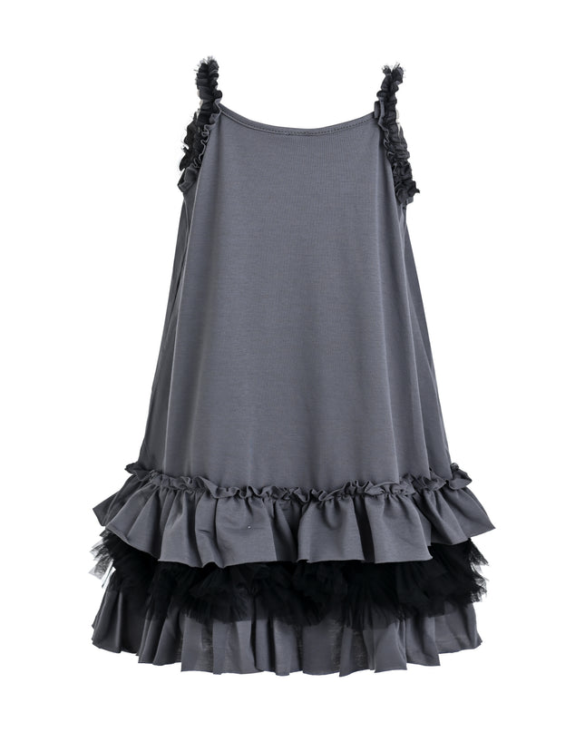 kids atelier sweet cactus Gray Ruffle Strap Dress