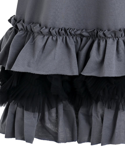kids atelier sweet cactus Gray Ruffle Strap Dress
