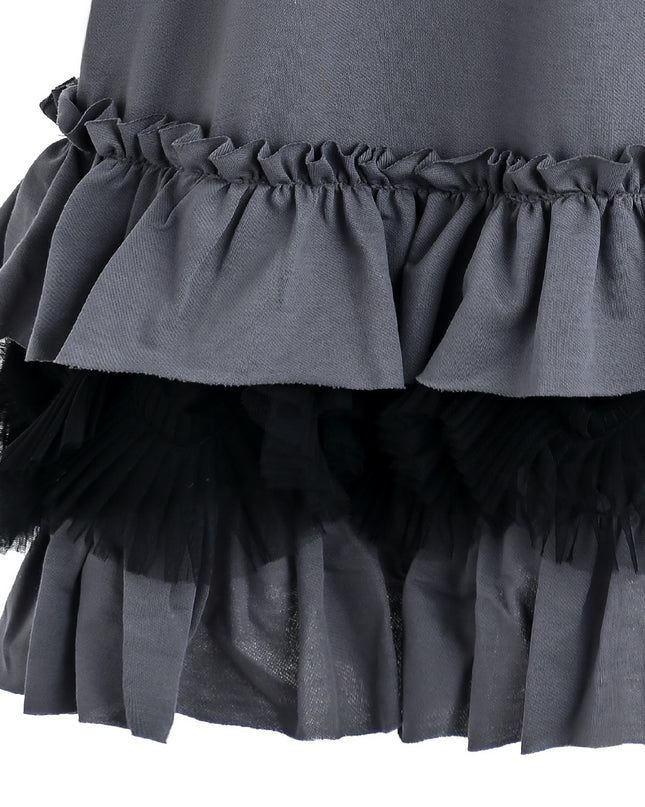 kids atelier sweet cactus Gray Ruffle Strap Dress