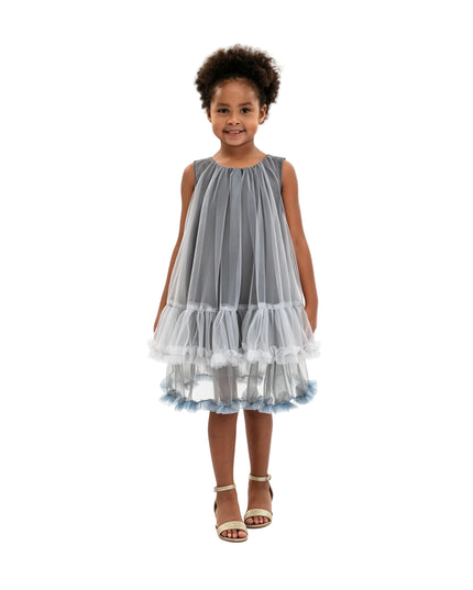 kids atelier sweet cactus Gray Tulle Ruffle Dress