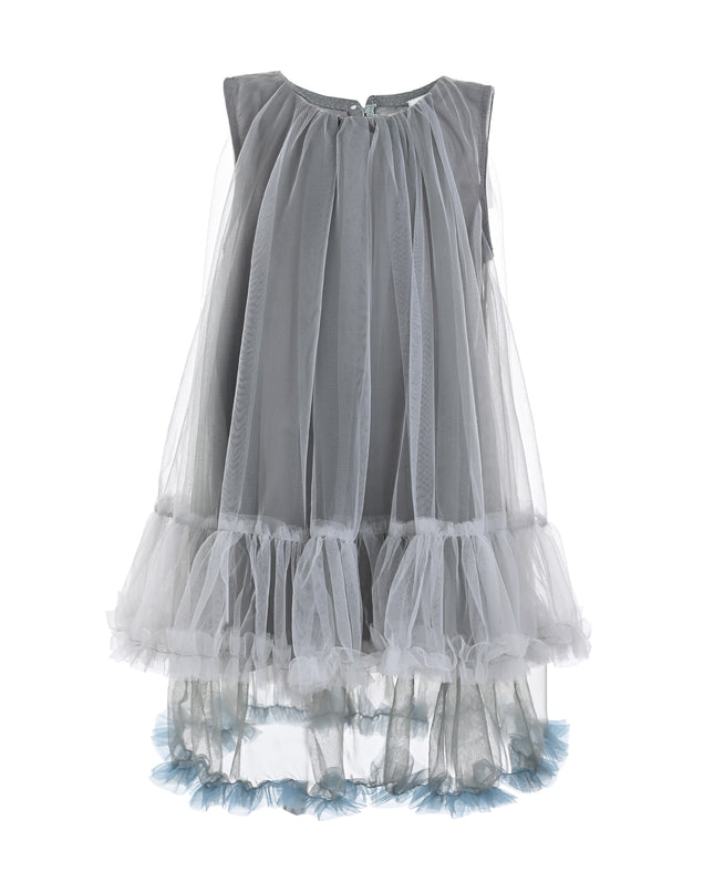 kids atelier sweet cactus Gray Tulle Ruffle Dress