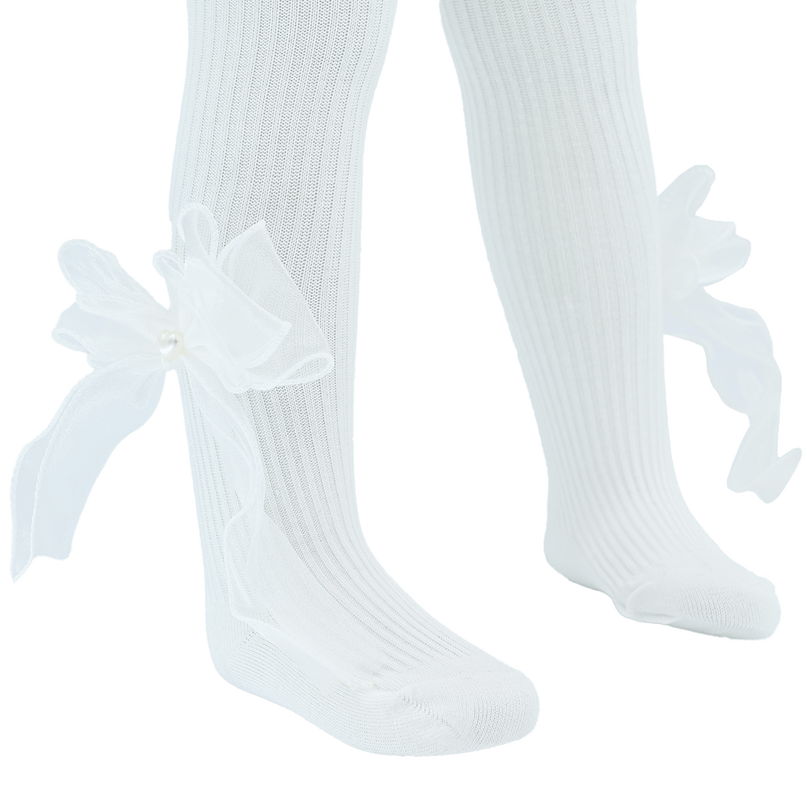 Heart Pearl Ribbon Tights