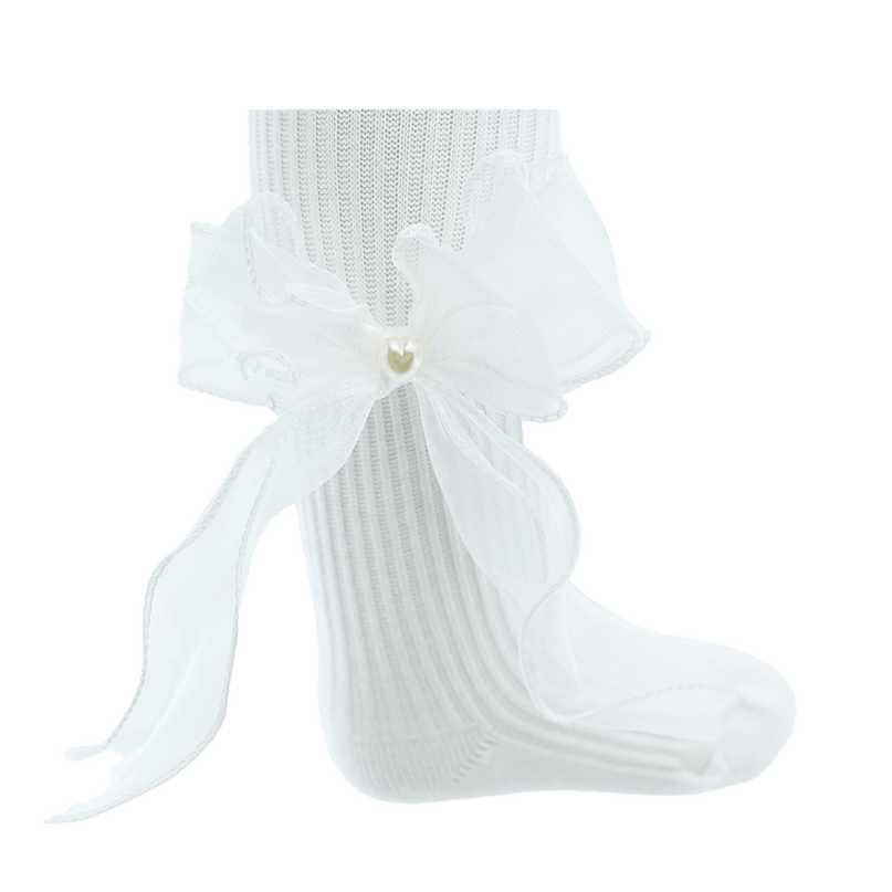 Heart Pearl Ribbon Tights
