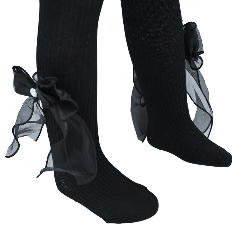 Heart Pearl Ribbon Tights