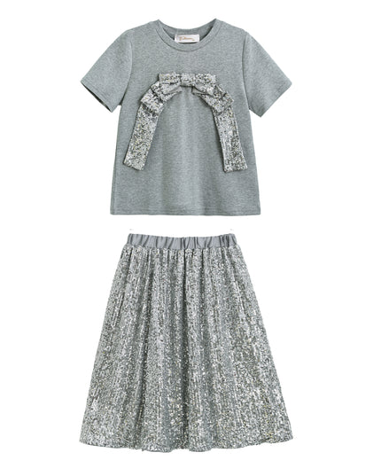 kidsatelier-tulleen-tud52010-silver-sequin-bow-t-shirt-skirt-set