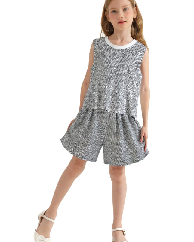 kidsatelier-tulleen-tud52011-silver-sequin-sleeveless-shorts-set
