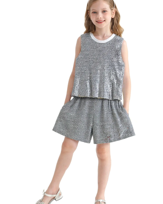kidsatelier-tulleen-tud52011-silver-sequin-sleeveless-shorts-set

