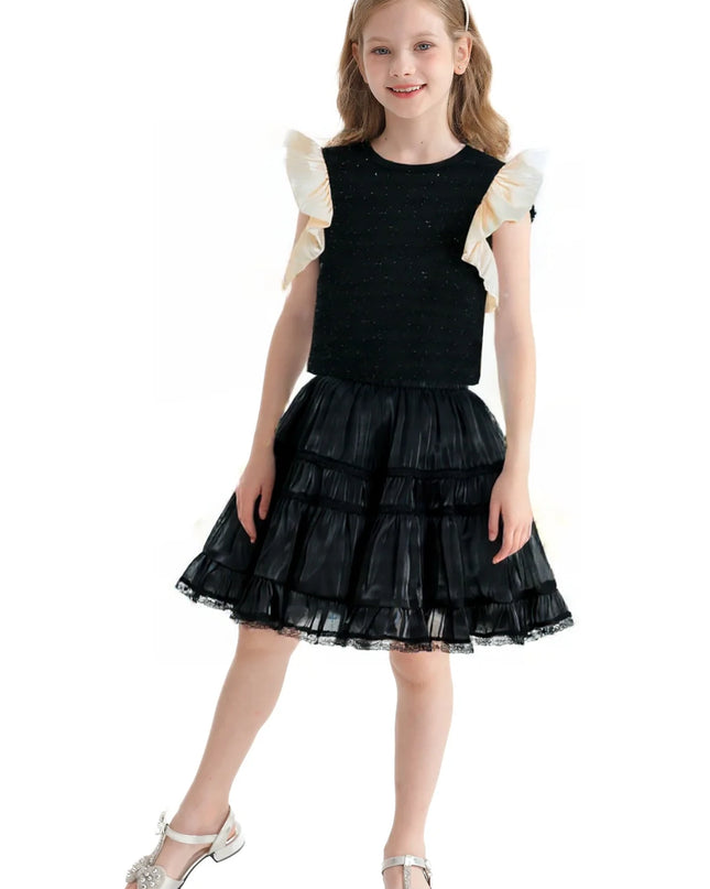 kidsatelier-tulleen-tud52023-black-glitter-ruffle-skirt-set
