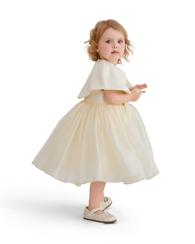 kids atelier tulleen Beige Dovera Timeless Cape-Overlay Gown