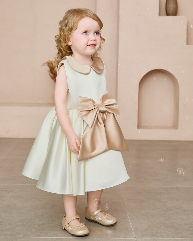 kids atelier tulleen Cream Elaria Petal Bow Gown