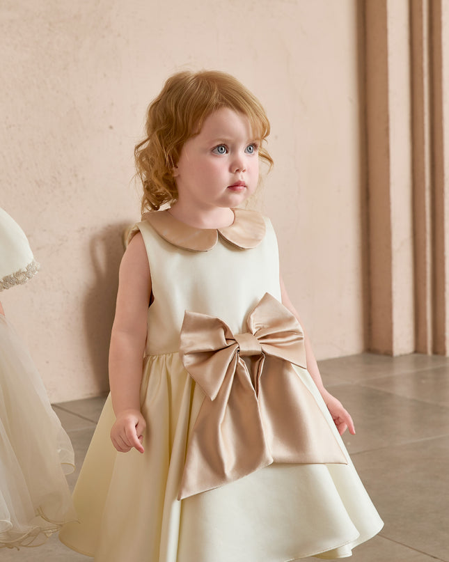 kids atelier tulleen Cream Elaria Petal Bow Gown