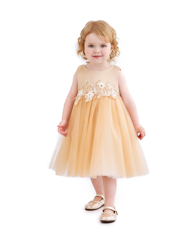 kids atelier tulleen Champagne Zinara Ribbon Bloom Gown