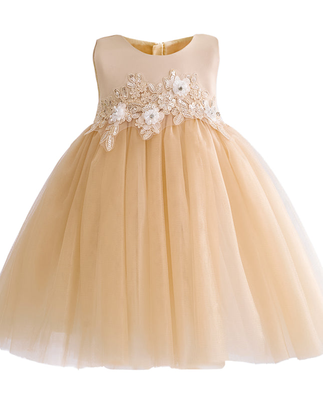 kids atelier tulleen Champagne Zinara Ribbon Bloom Gown