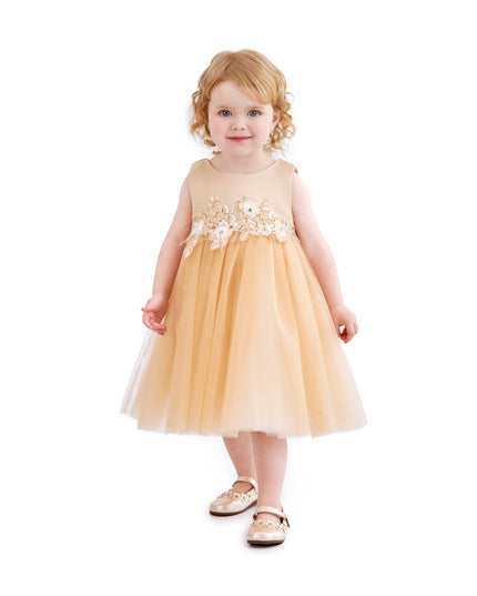 kids atelier tulleen Champagne Zinara Ribbon Bloom Gown