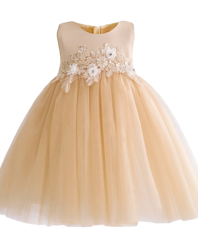 kids atelier tulleen Champagne Zinara Ribbon Bloom Gown