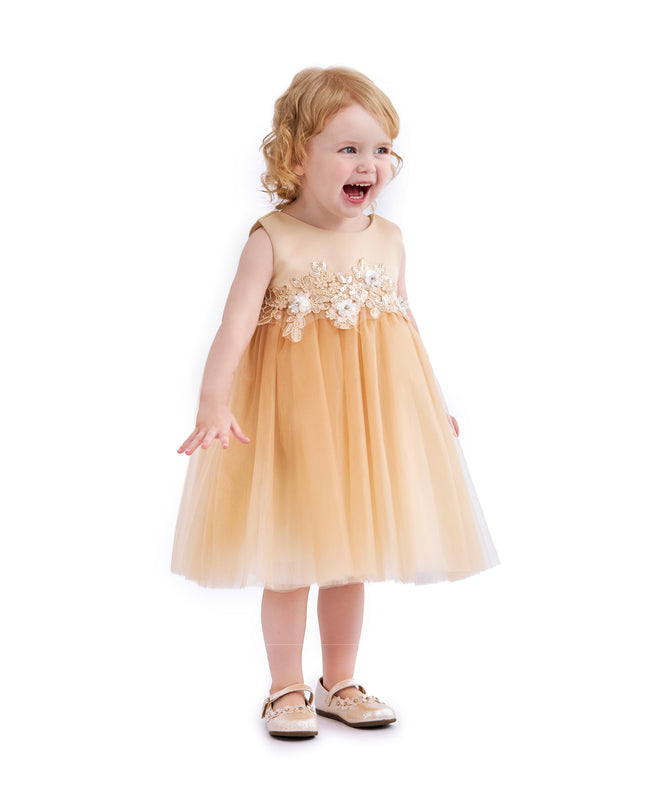 kids atelier tulleen Champagne Zinara Ribbon Bloom Gown