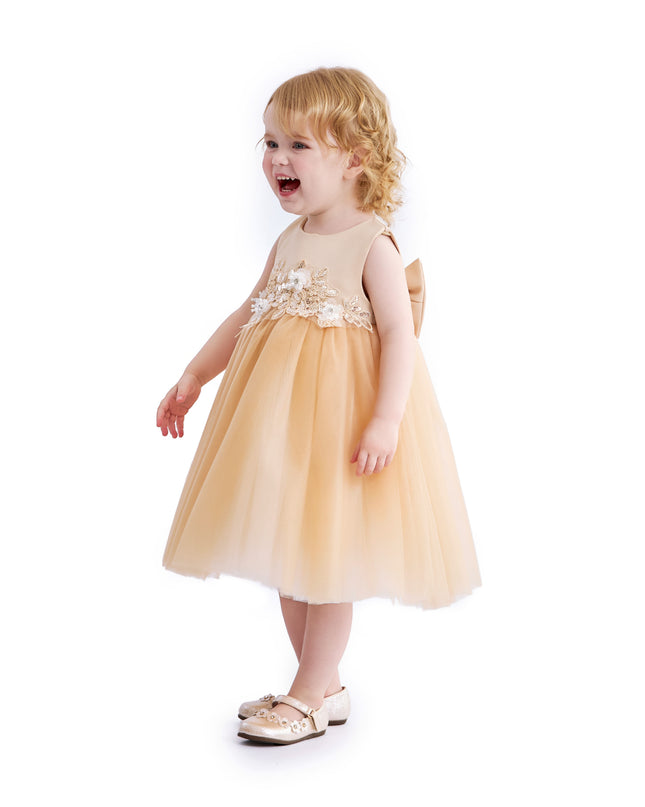 kids atelier tulleen Champagne Zinara Ribbon Bloom Gown
