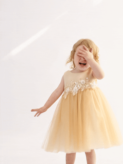 kids atelier tulleen Champagne Zinara Ribbon Bloom Gown
