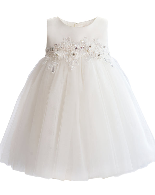 kids atelier tulleen White Zinara Ribbon Bloom Gown