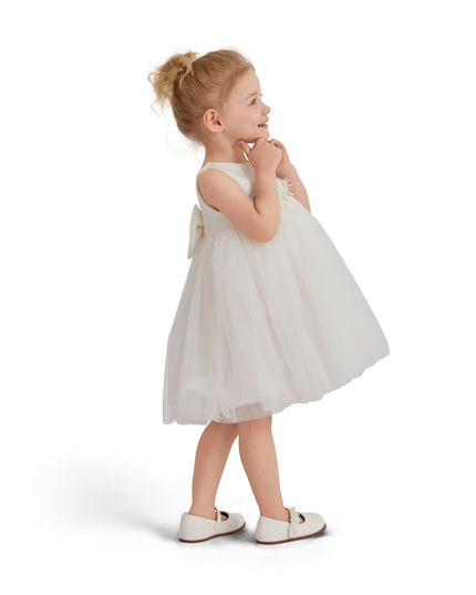 kids atelier tulleen White Zinara Ribbon Bloom Gown