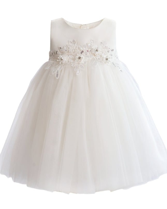 kids atelier tulleen White Zinara Ribbon Bloom Gown