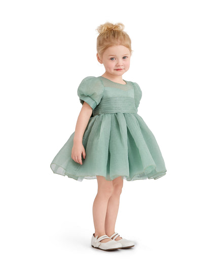 kids atelier tulleen Light Green Brixton Puff-Sleeve Party Dress