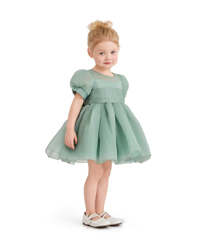 kids atelier tulleen Light Green Brixton Puff-Sleeve Party Dress