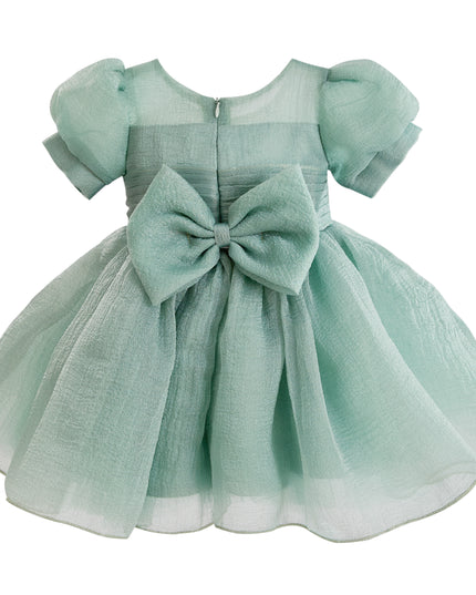kids atelier tulleen Light Green Brixton Puff-Sleeve Party Dress