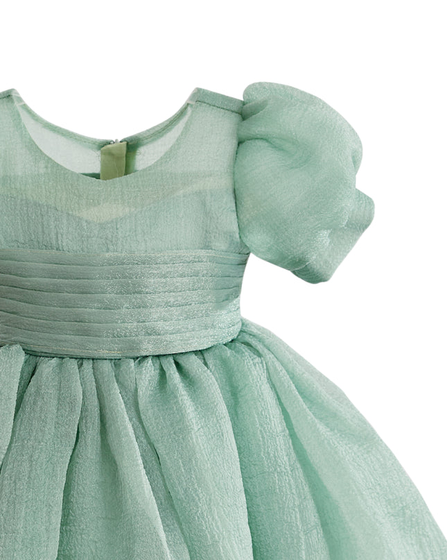 kids atelier tulleen Light Green Brixton Puff-Sleeve Party Dress