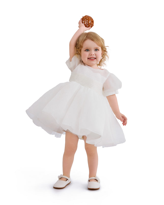 kids atelier tulleen Ivory Brixton Puff-Sleeve Party Dress