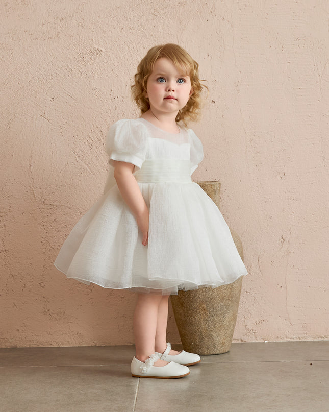 kids atelier tulleen Ivory Brixton Puff-Sleeve Party Dress