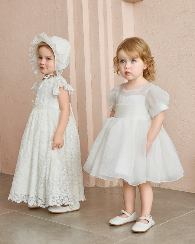kids atelier tulleen Ivory Brixton Puff-Sleeve Party Dress