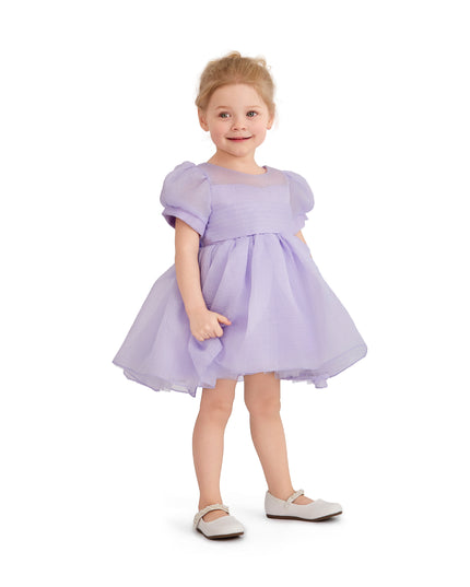kids atelier tulleen Purple Brixton Puff-Sleeve Party Dress