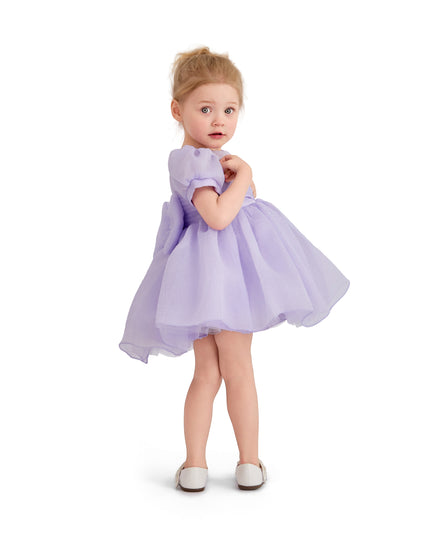 kids atelier tulleen Purple Brixton Puff-Sleeve Party Dress