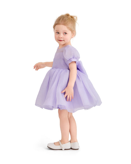 kids atelier tulleen Purple Brixton Puff-Sleeve Party Dress